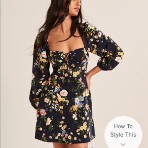 Abercrombie & Fitch Long-Sleeve Lace-Up Flirty Mini Dress